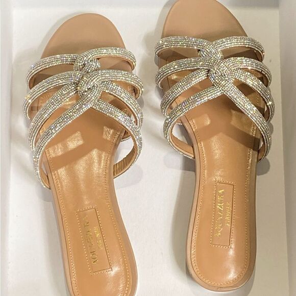 Aquazzura Moondust Crystal-Embellished Sandals size 35.5 - Picture 14 of 16